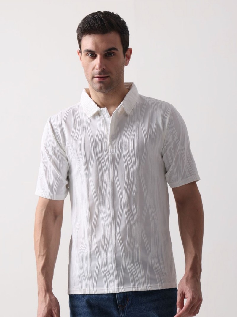 SZN Men Self Design Polo Collar T-shirt