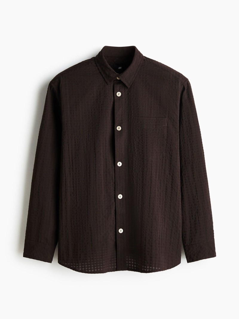 H&M Pure Cotton Regular Fit Seersucker Shirt