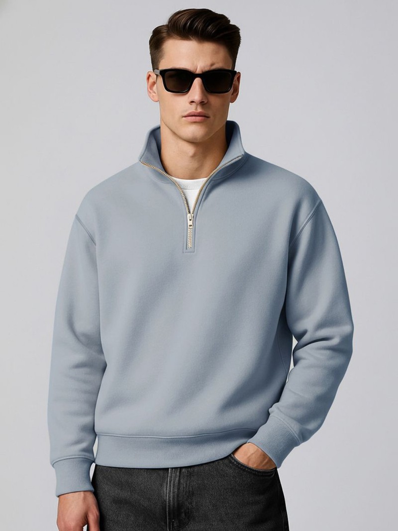 Maniac Men Plain High Neck Full Sleeve Pullover Sweatshirt