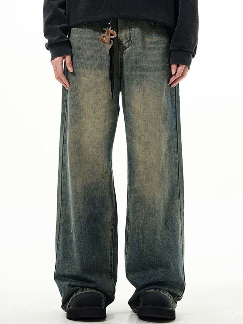 HERE&NOW Men Regular Fit Mid-Rise Low Distress Heavy Fade Jeans