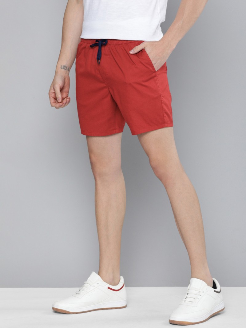 Mast & Harbour Men Red Solid Regular Fit Shorts