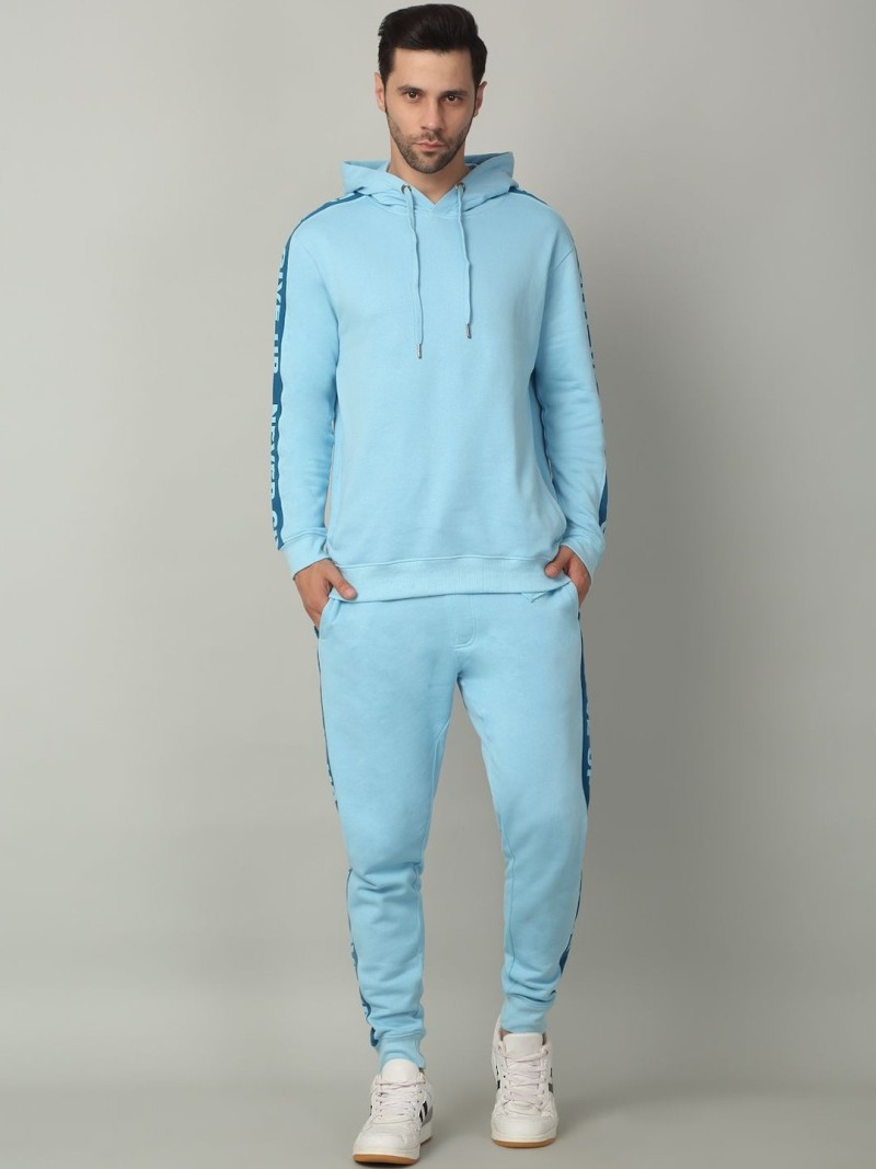Selfusion Pure Cotton Hooded Neck Sweatshirt With Joggers Co-Ords