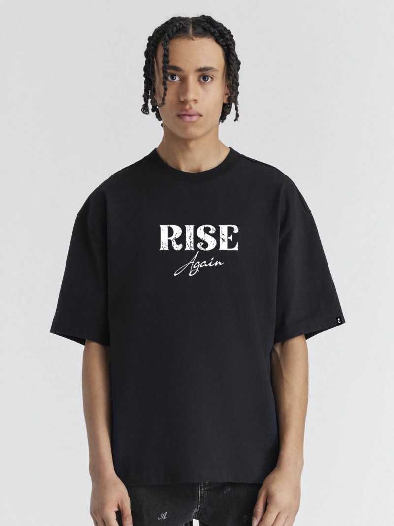 PRONK Men Printed Raw Edge Oversized T-shirt