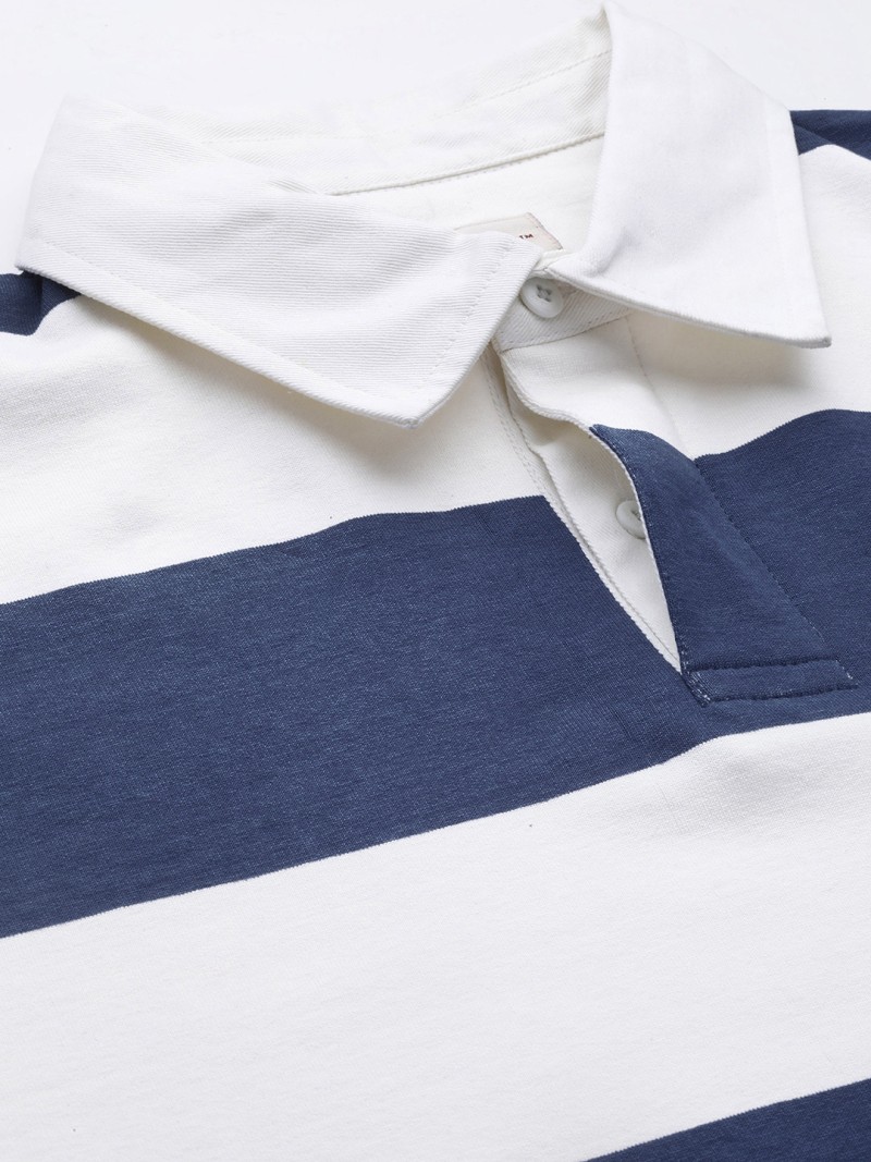 Roadster Men Striped Relaxed Fit Polo Collar T-shirt