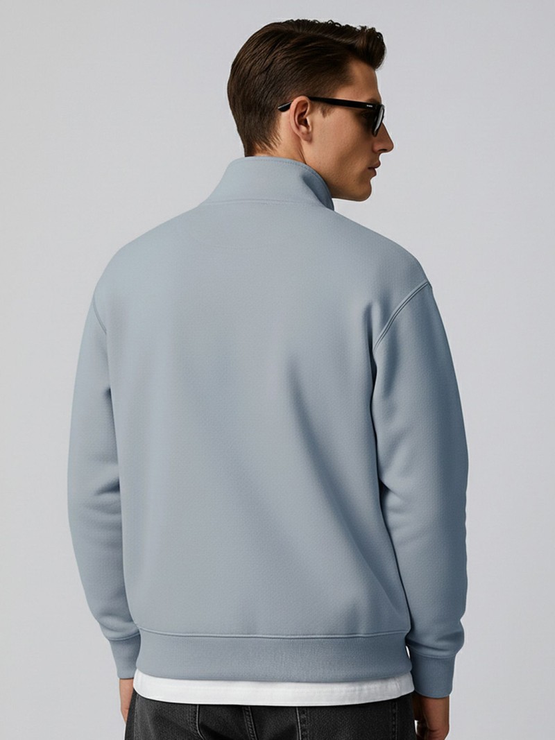 Maniac Men Plain High Neck Full Sleeve Pullover Sweatshirt