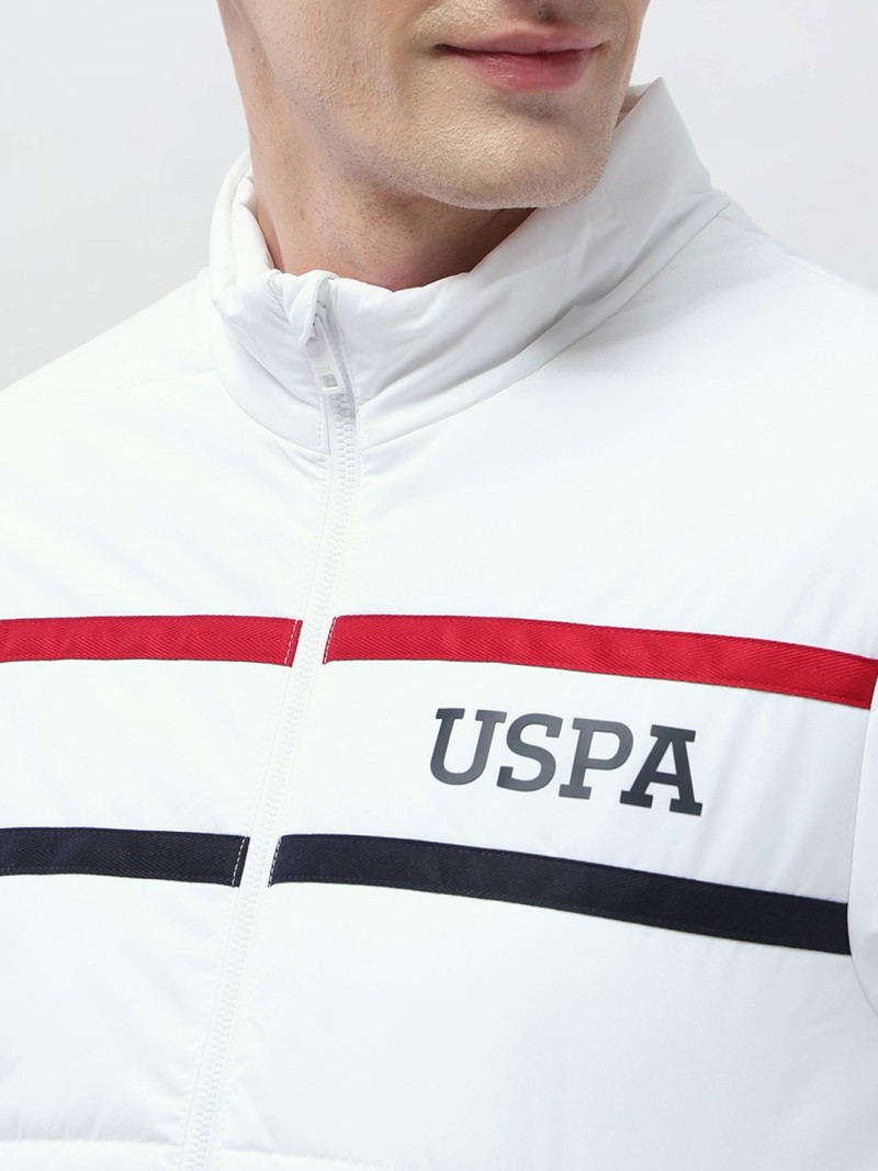 U.S. Polo Assn. Brand Logo Detail Striped Padded Jacket
