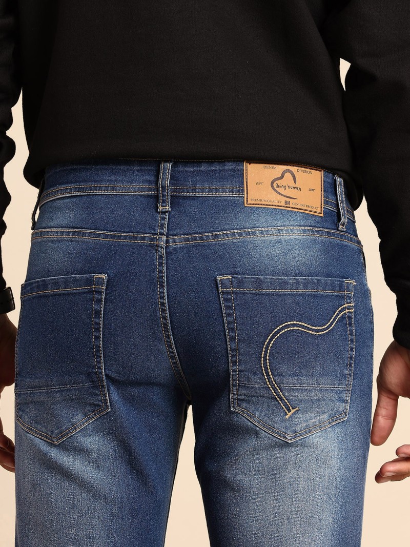Being Human Men Slim Fit Mid-Rise Heavy Fade Stretchable Jeans